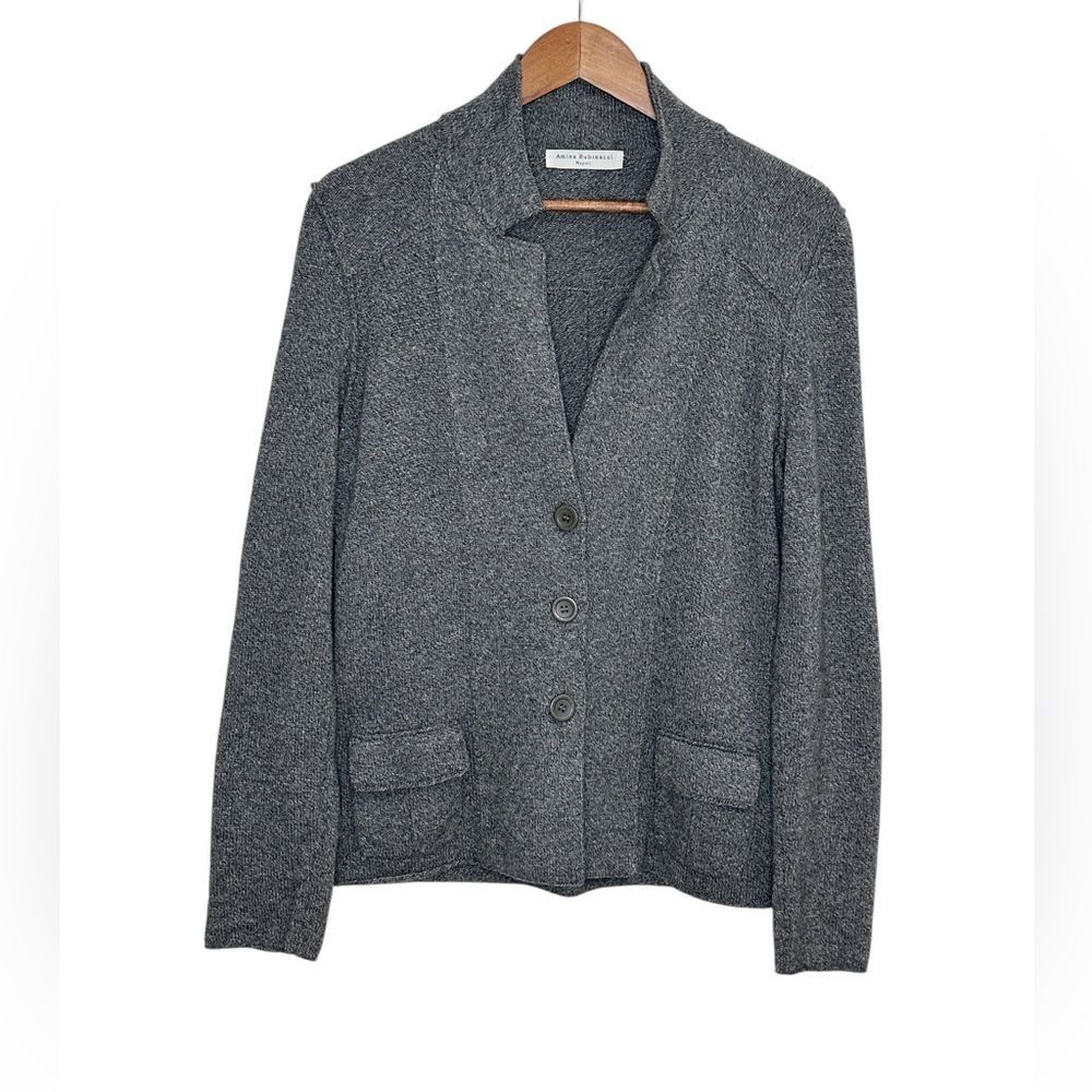 Amina Rubinacci Napoli Sweater 44 Gray Cashmere Wool Italy Cardigan Size Medium